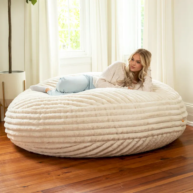 6 Foot Large Bean Bag Chair, Faux Fur