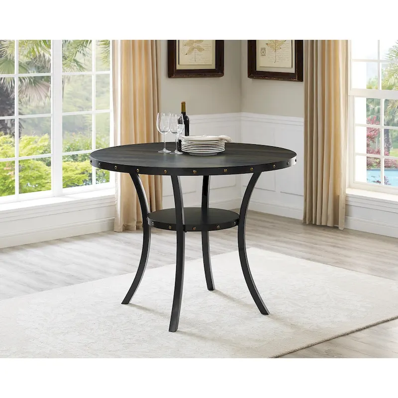 Biony Dining Espresso Wood Counter Height Nailhead Dining Table - Brown