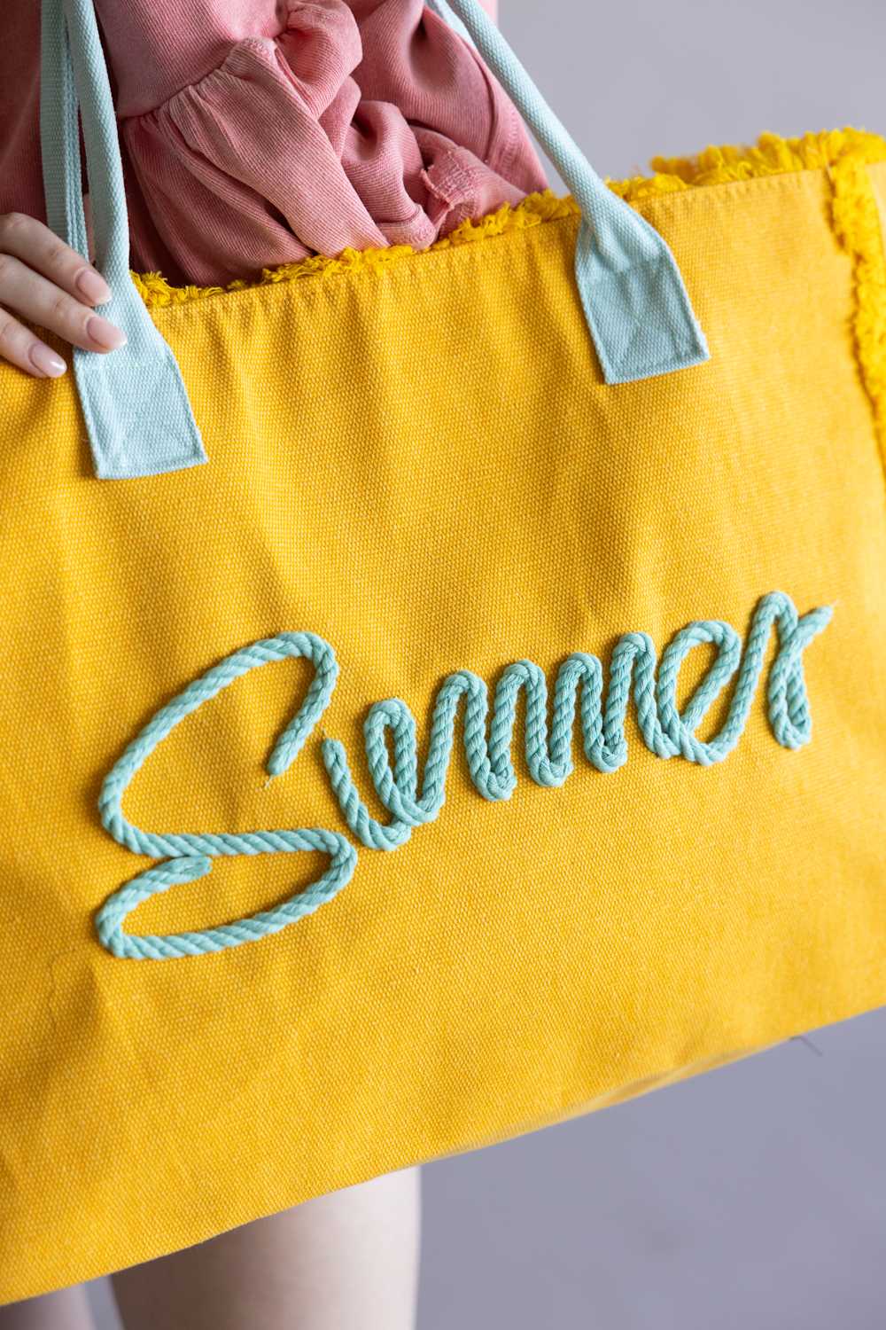 Summer Rope Canvas Tote Bag in Yellow/Blue | TB0204-YE