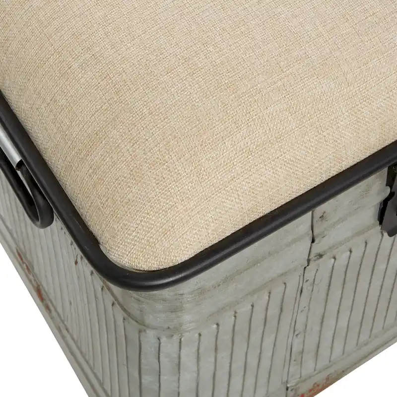 18-inch Grey Metal Fabric Bench