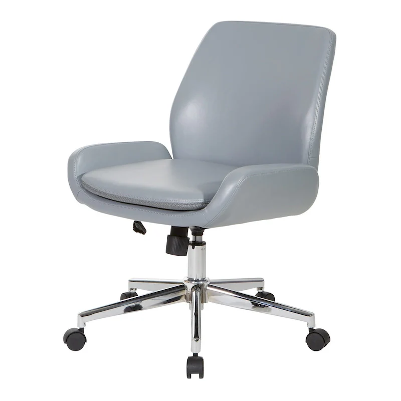 Office Chair with Faux Leather and Chrome Finish Base
