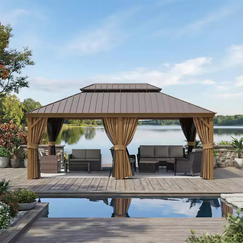 UPTIOT 20'x14' Heavy-Duty Aluminum Gazebo: 2100LBS Capacity, 54mph Windproof & Triple-Layer Curtain System
