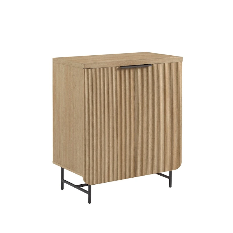 Modern Scandi Fluted-Door Storage Console for Living Room, Bedroom and Office - Coastal Oak