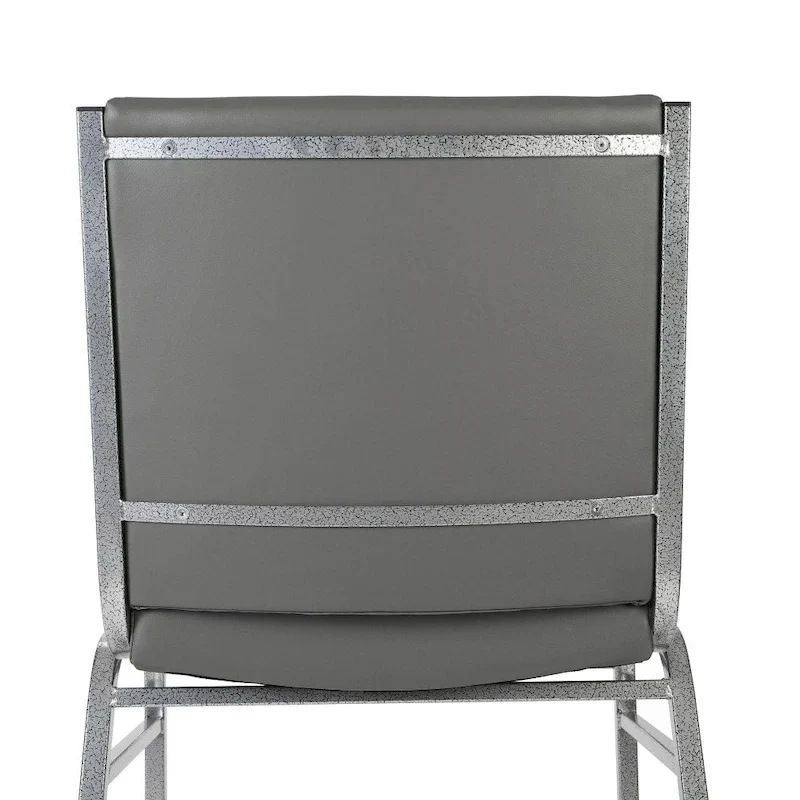 Heavy Duty Stackable Chairs Set of 4 - Gray Vinyl Padded Seat - 550 lb Capacity - 21D x 19.75W x 31.25H - Commercial Grade