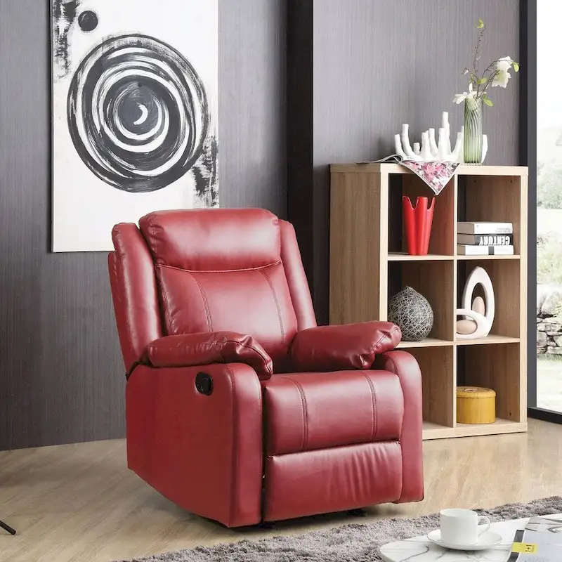 Faux Leather Rocking Recliner, Single Seat