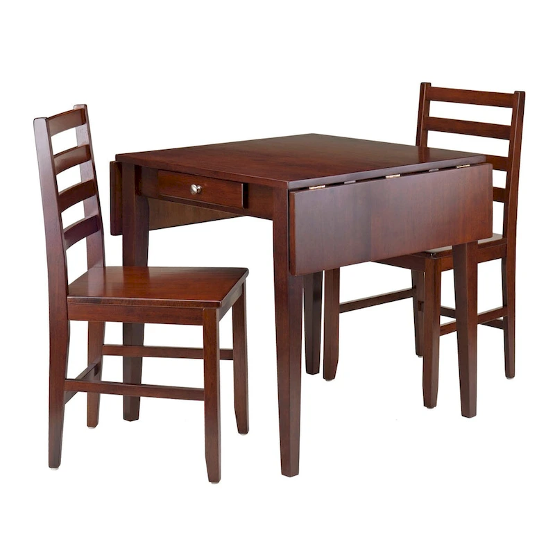 Drop Leaf Table with Ladder-back Chairs, Walnut