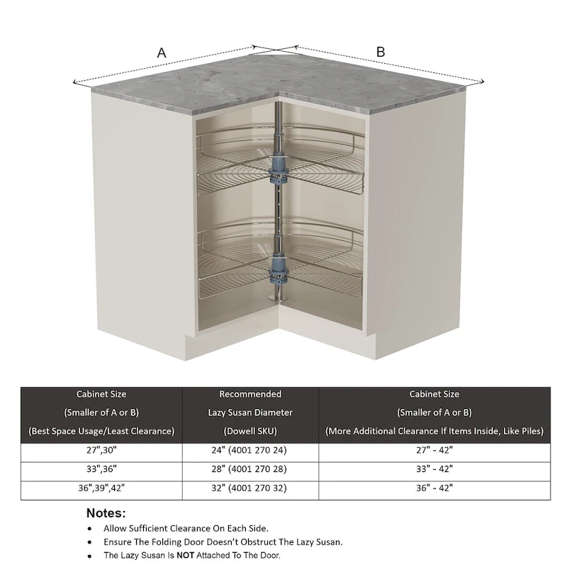 Dowell Lazy Susan 28 Diameter - 270 Degree Double Rack Stainless Steel