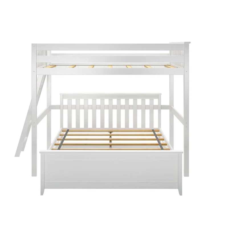 Plank and Beam L-Shaped Full over Queen Bunk Bed with Ladder on End