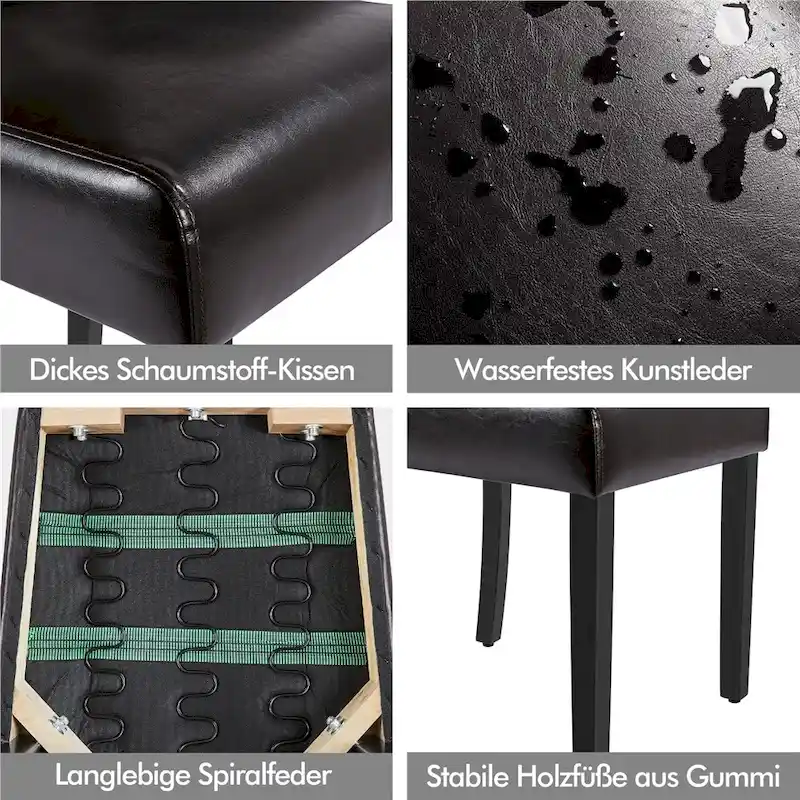 Yaheetech Button Padded Dining Chair with Solid Wood Legs Set of 2 - Set of 2