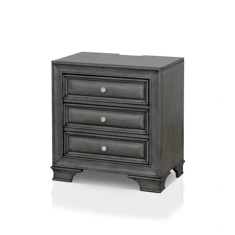 Oslo Traditional Wood 3-Drawer Nightstand with USB by Furniture of America