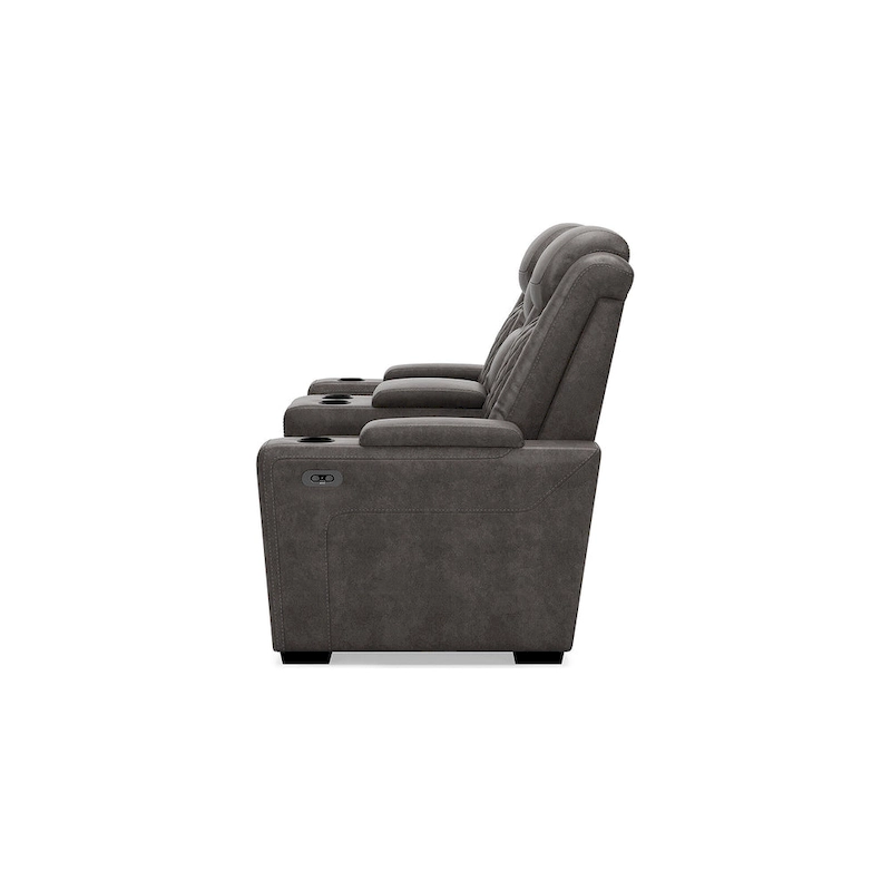 Signature Design by Ashley HyllMont Gray Power Reclining Loveseat with Console - 71.75 W x 39 D x 44 H