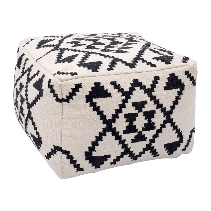 Lizardo Ottoman Beige & Black