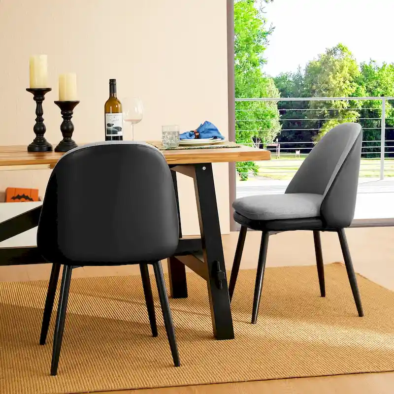 Glitzhome Set of 2/4/6 Mid-Century Modern Faux Leather Accent Dining Chairs