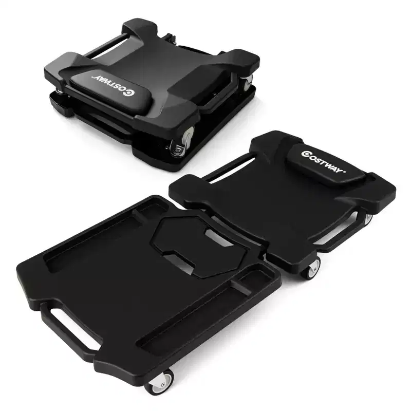 Costway 43 Inches Mechanic Creeper with Padded Headrest & Tool Trays, 350 LBS Max Load Black