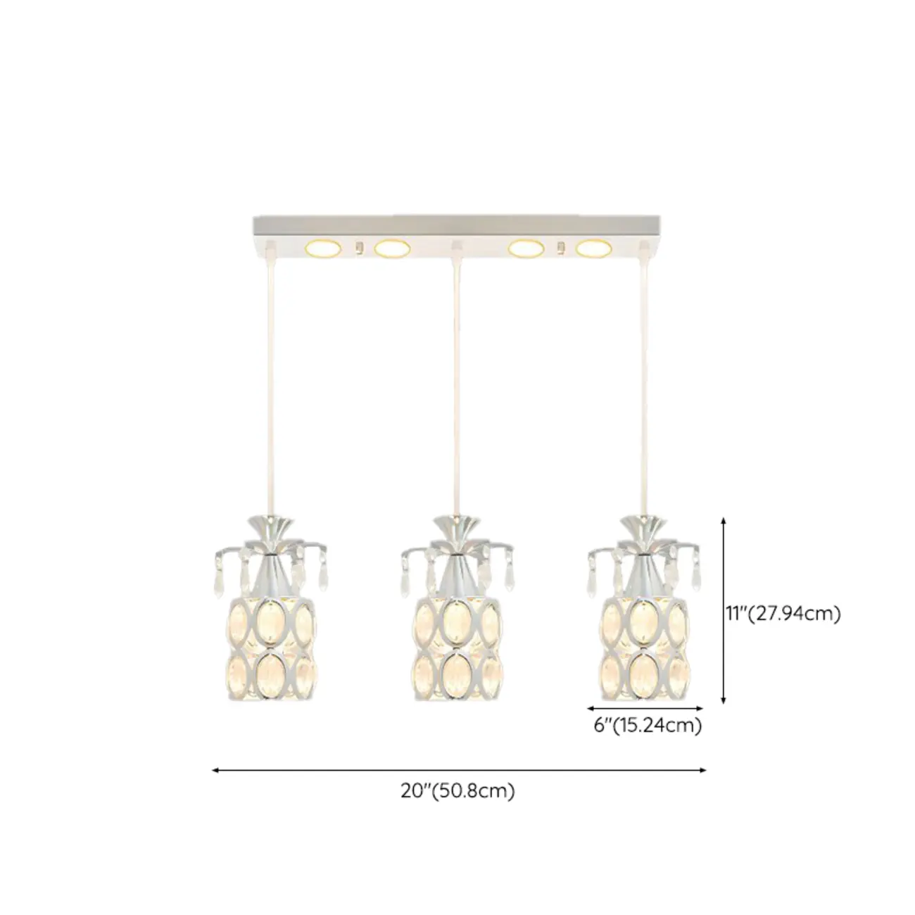 Elegant Cylinder Crystal Kitchen Island Pendant Light with Spotlight