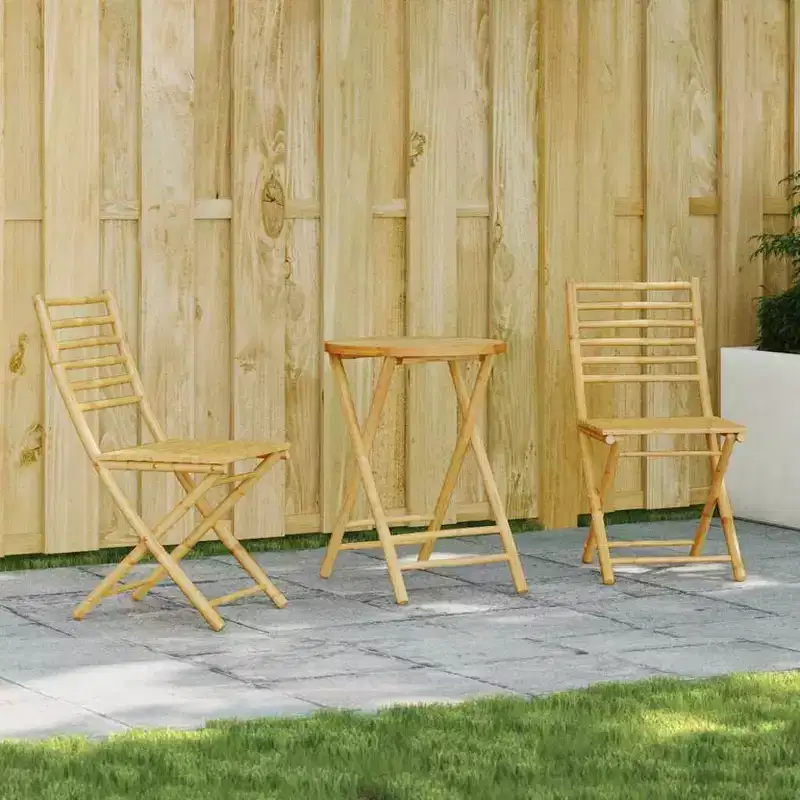 vidaXL Bistro Set Natural Bamboo Bamboo Standard Size Foldable