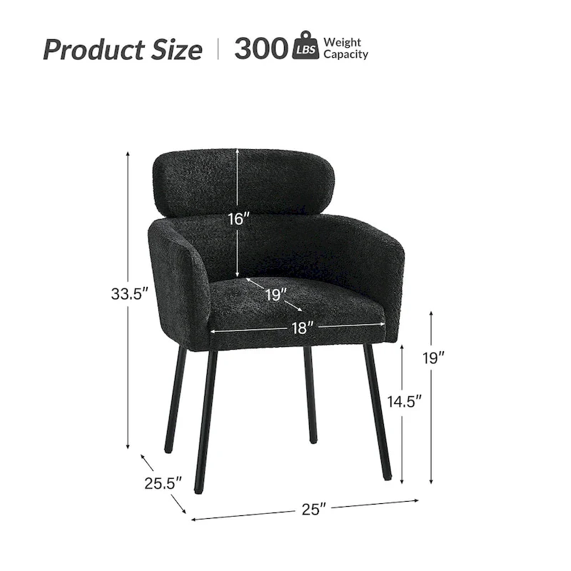 Amos Modern Boucle Dining Chair with Adjustment Feet
