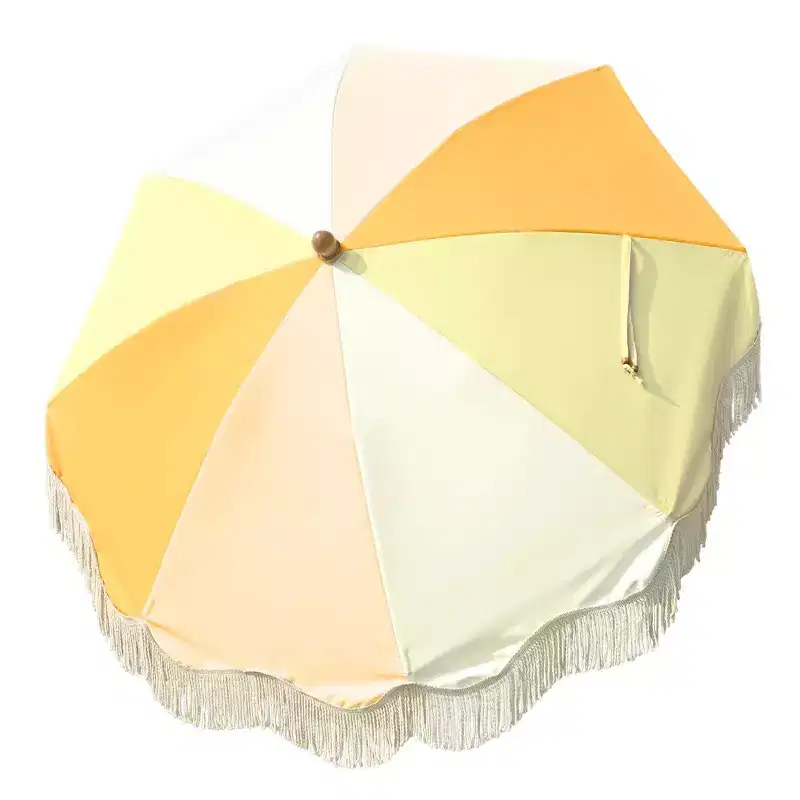 LAGarden 6 Ft Fringe Umbrella Replacement Canopy Top Cover Outdoor Patio Yard Yellow