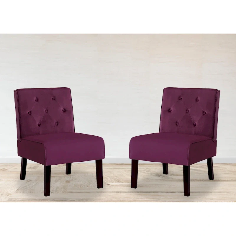 Nixon Velvet Tufted Back Accent Chair Set of 2