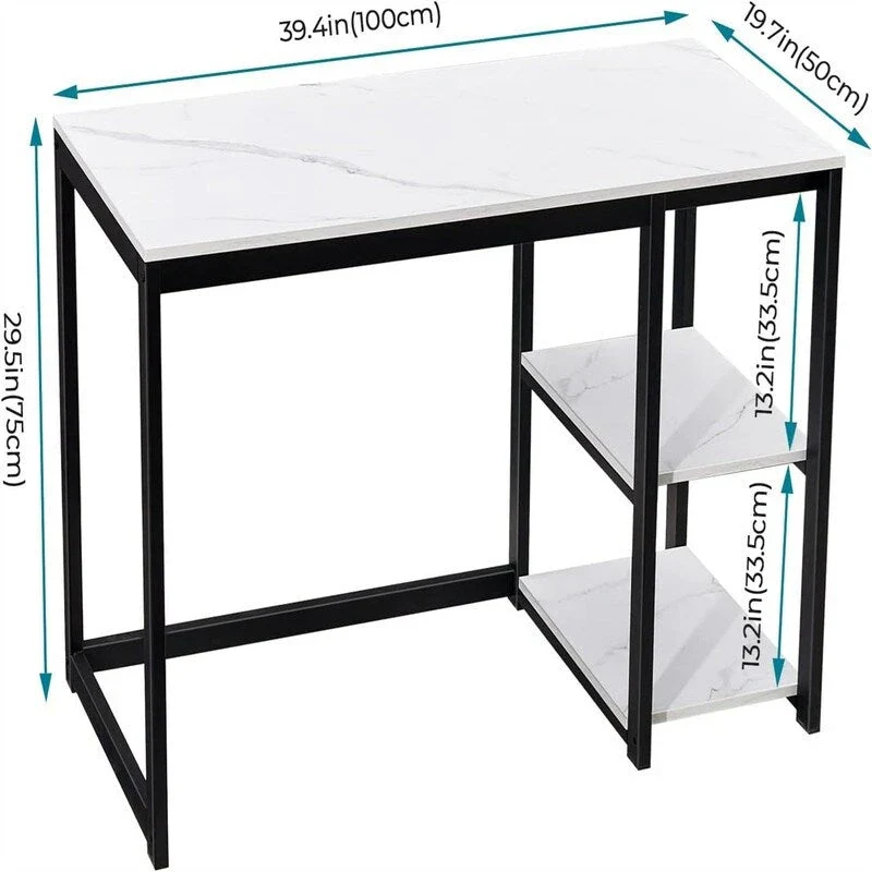 Computer Desk with 2-Tier Shelves - 40 Inch
