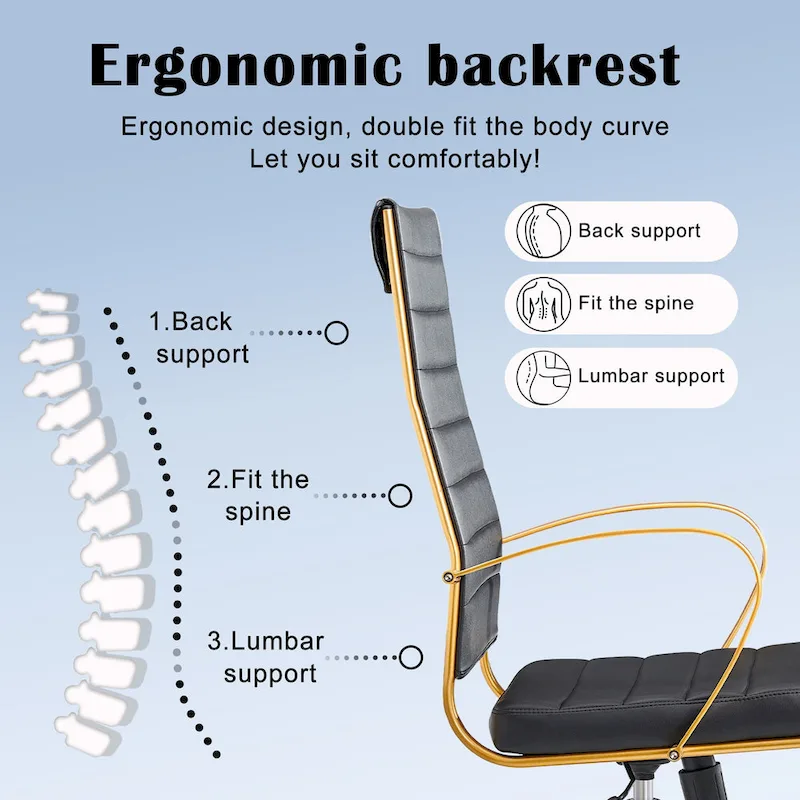 CAROCC Ribbed Computer Office Chair Adjustable Swivel High Back Desk Chair