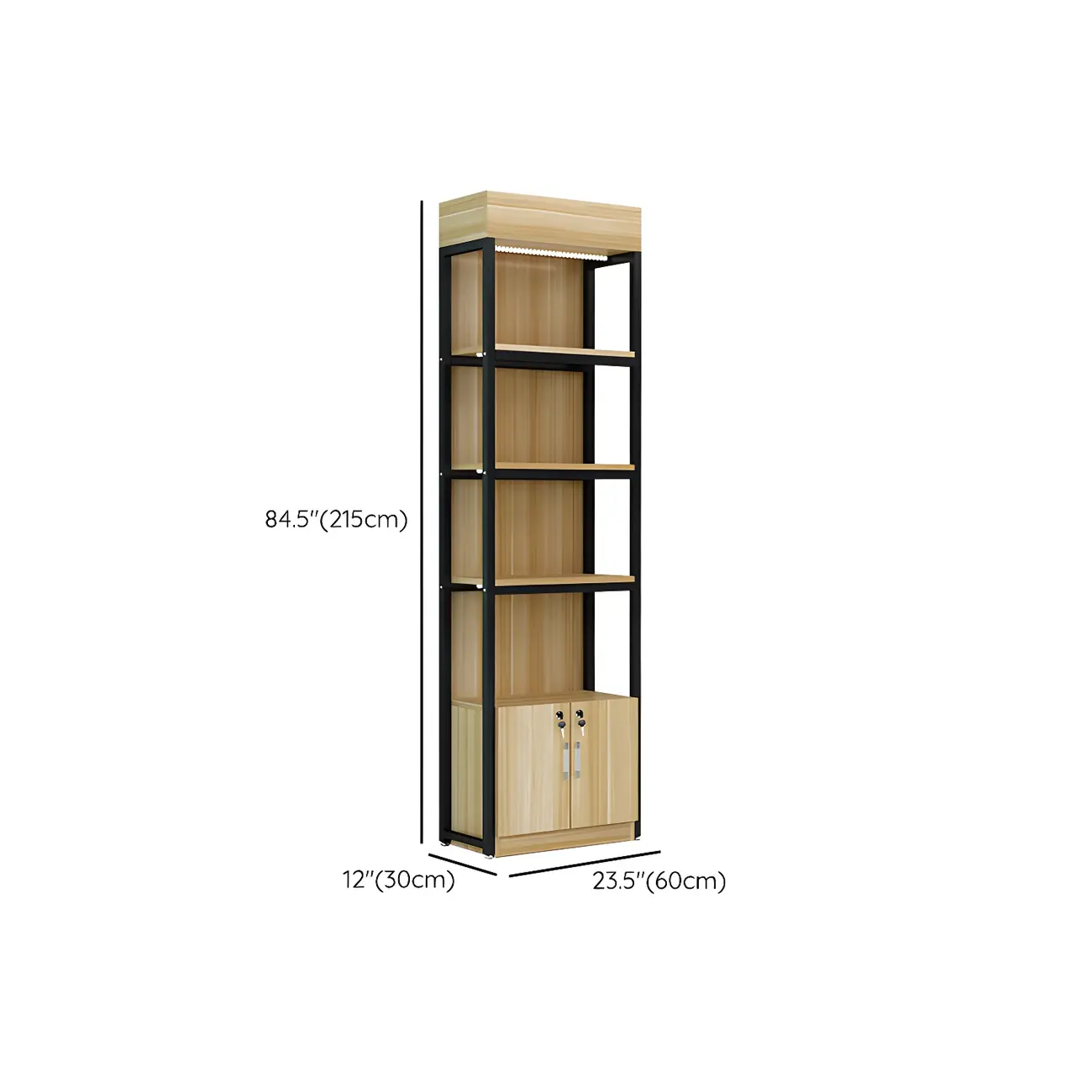 Modern Wood Open Multi-Shelf Large Display Cabinet