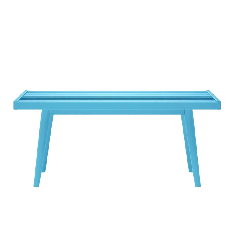 Plank and Beam Mid Century Single Wood Entryway Bench - 41.3 L x 16.5 W x 17.5 H