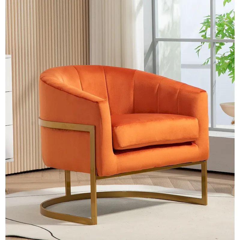 Modern Velvet Gold Accent Armchair