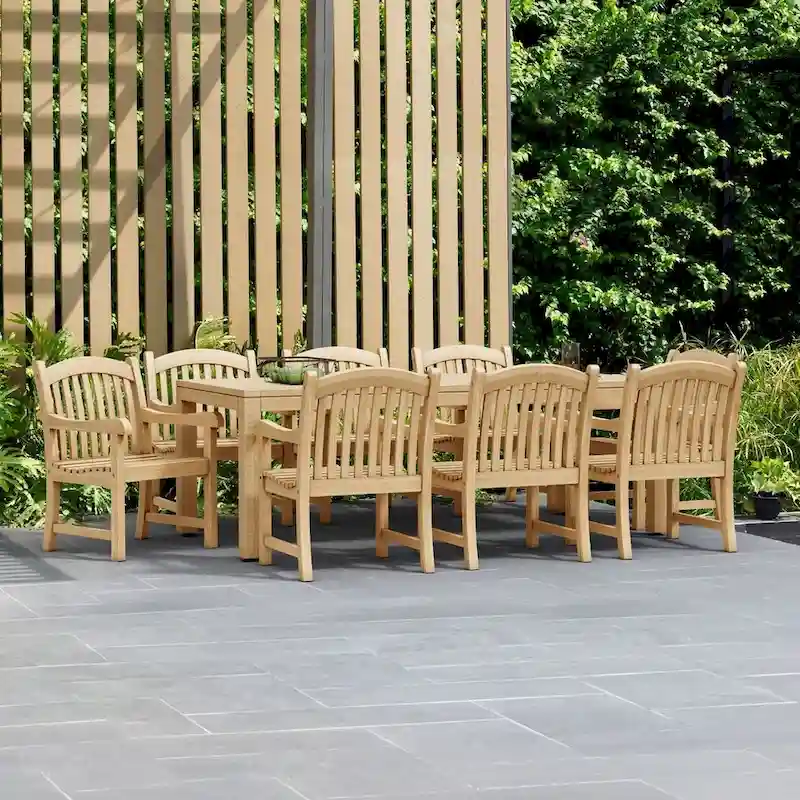 Amazonia 9 Piece FSC Solid Teak Jenther Outdoor Patio Dining Set - 9 Piece