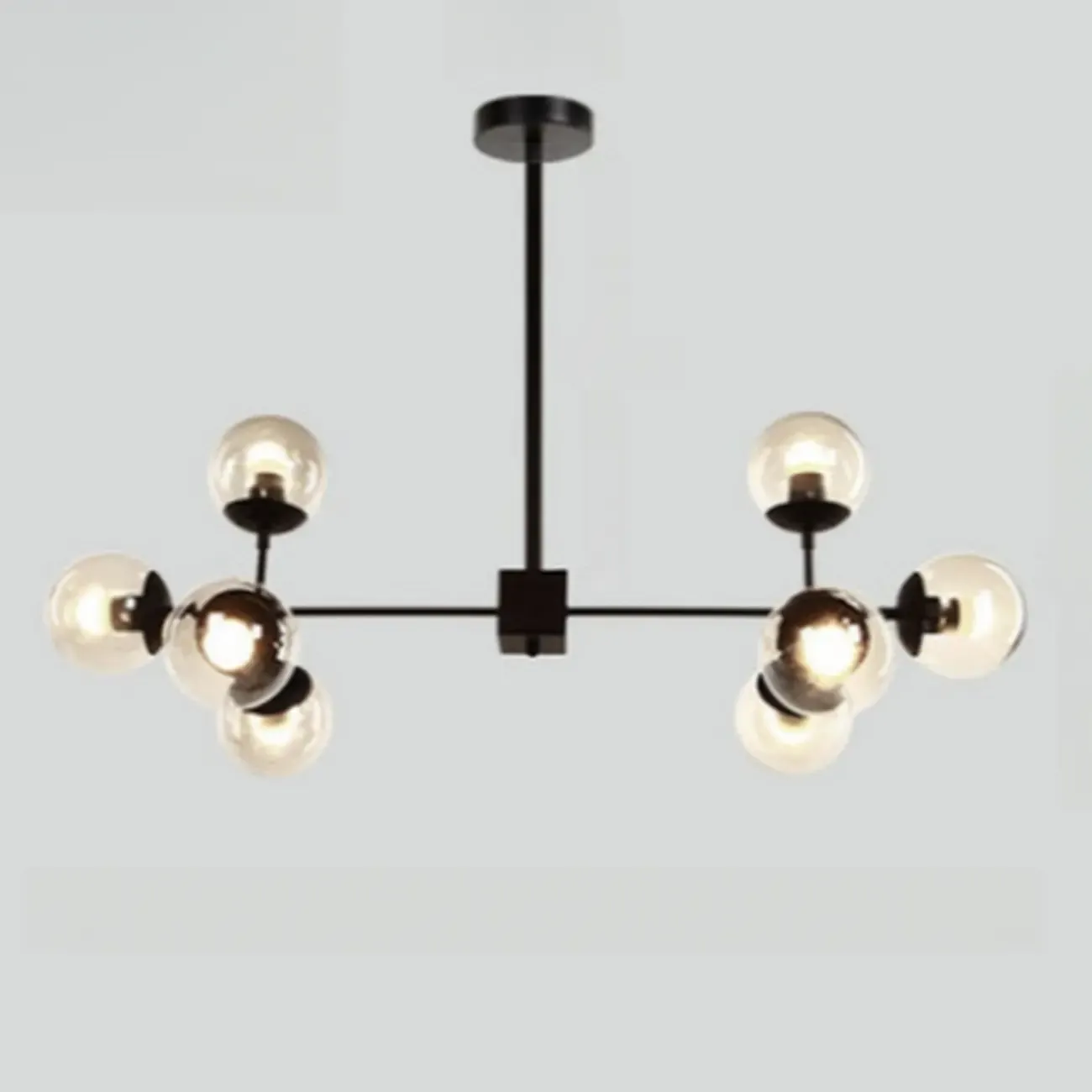 Multi-Light Modern Black LED Chandelier with Geometric Design