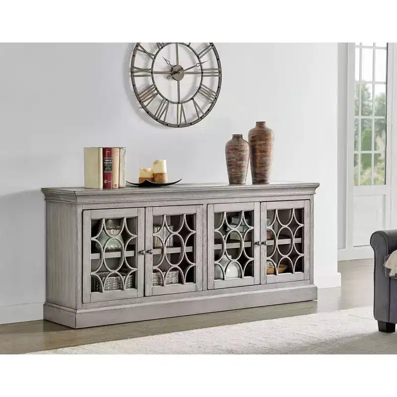72" Rustic Four Door Tv Console Fully Assembled For Tvs Up To 70" Gray - Martin Furniture