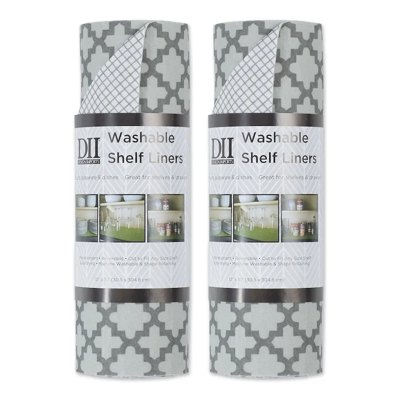 DII Grey Lattice Shelf Liner (Set of 2)
