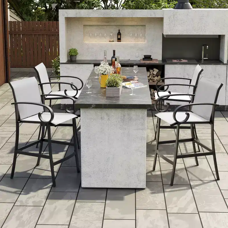 Crestlive Products 27.8'' Counter Height Set of 2 Swivel Bar Stools Aluminum Frame with Sunbrella Fabric