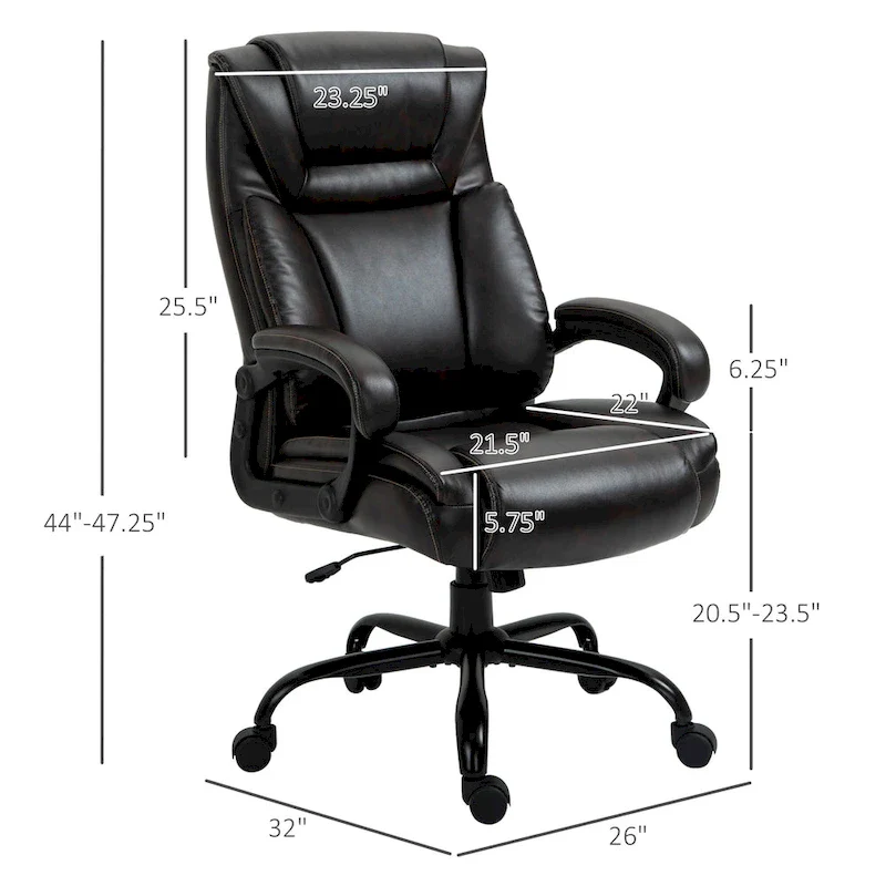 Vinsetto Big and Tall Executive Office Chair 400lbs Computer Desk Chair with High Back PU Leather Ergonomic Upholstery