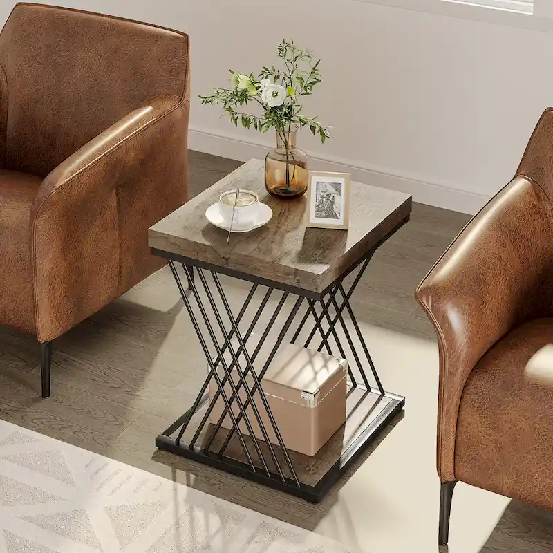 Square End Table,Mid-century Modern Bed Side Tables, Accent Table Living Room