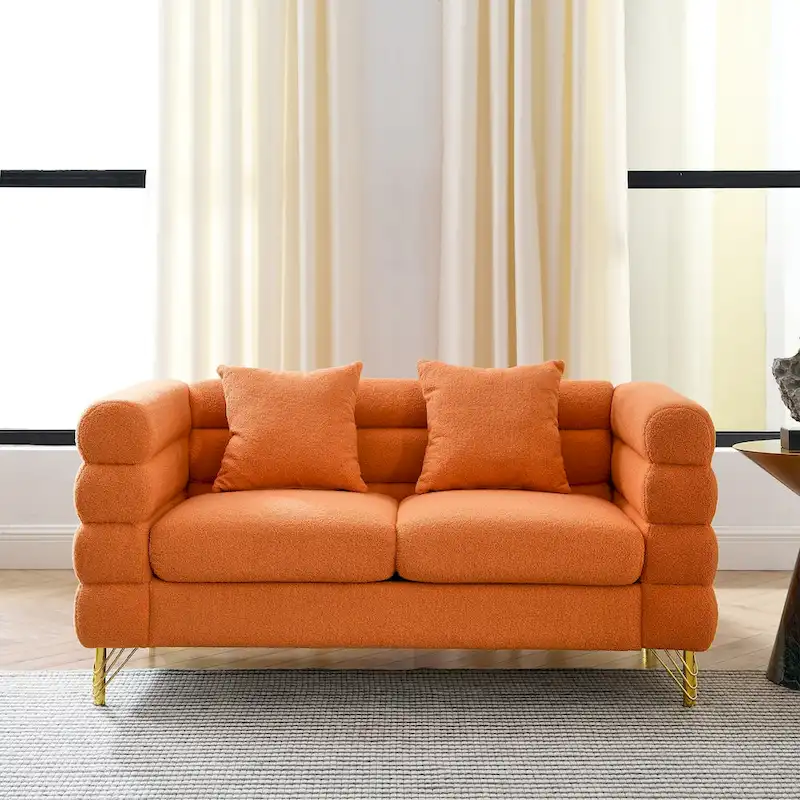 2-Seater Loveseat Sofa with 2 Throw Pillows