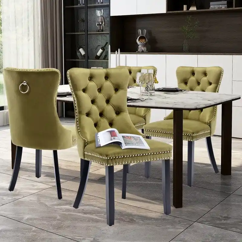 Solid Wood Velvet Upholstered Dining Chair