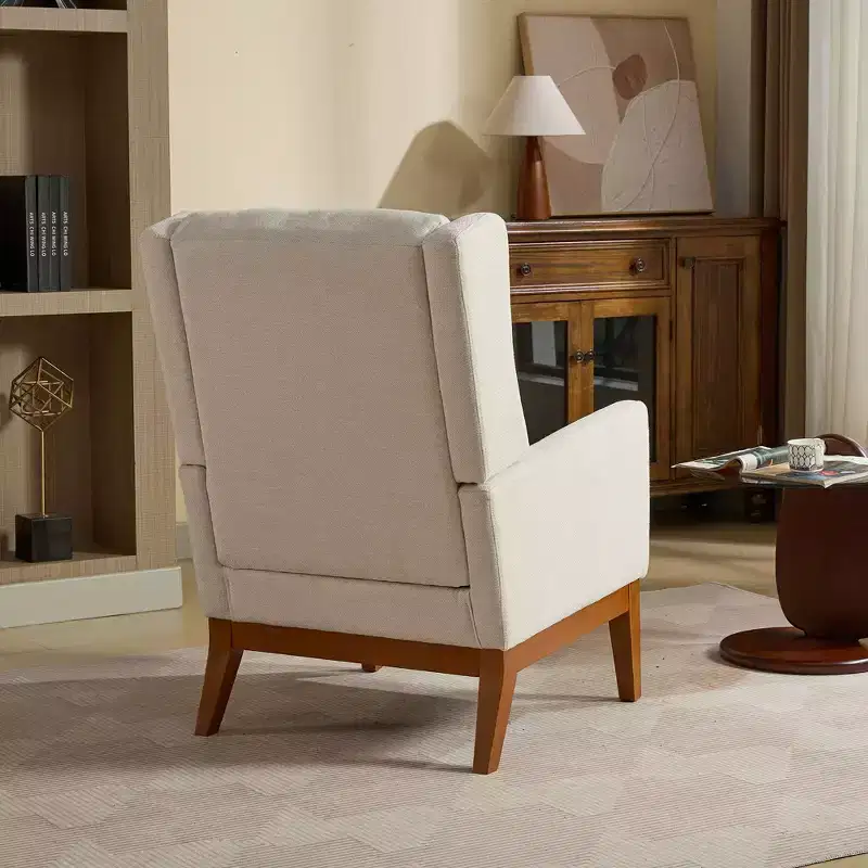 Okak Modern Accent Chair with Comfy Upholstery 1pc Solid Wood Stylish High Back Single Sofa for Living Room Bedroom Reading Room