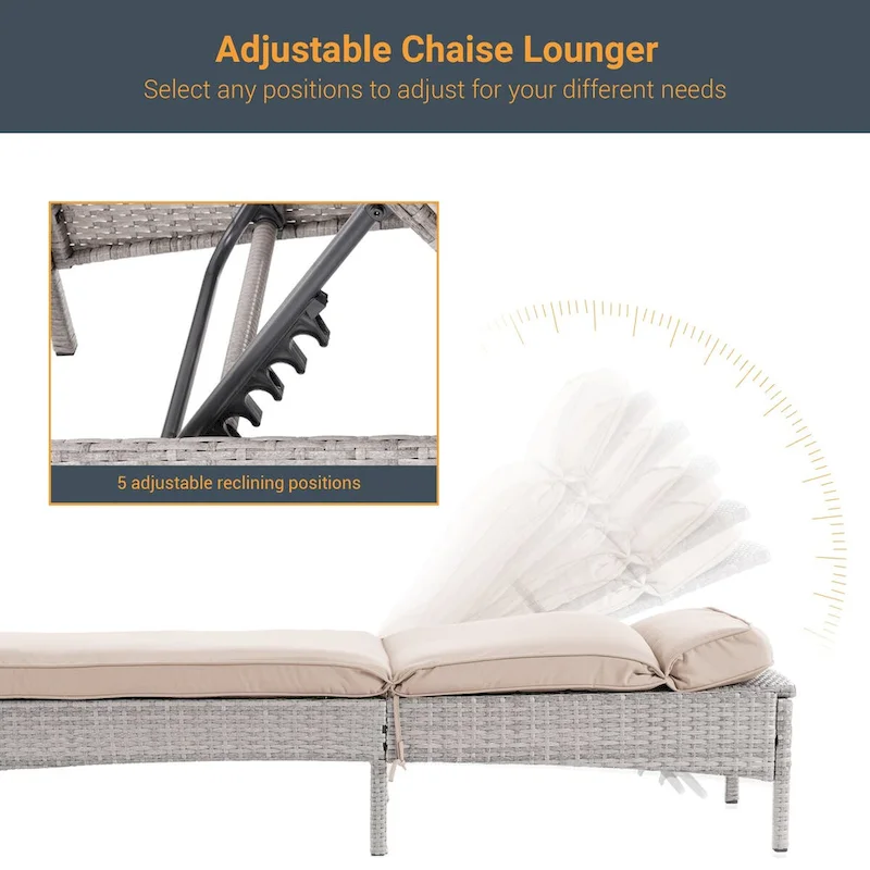 LIVOOSUN Patio Chair Rattan Single Lounge Water-Repellent Cushion