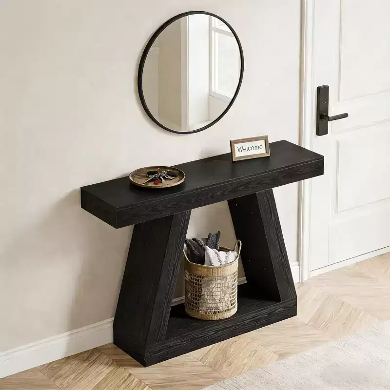 GDFStudio Maya 2-Tier Farmhouse Wooden Console Table