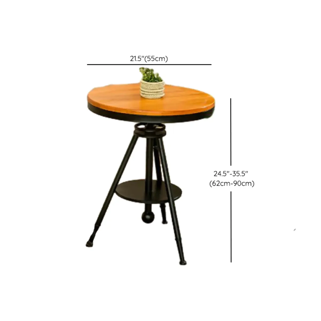Adjustable Round Wood Metal Industrial Bar Table
