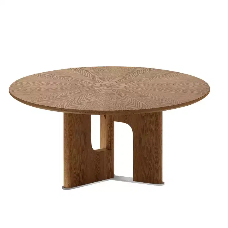 Homy Casa 31.5 Round Coffee Table with Ash Wood Veneer Top for Living Room or Lounge, Walnut