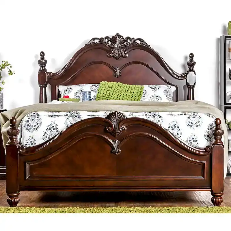 Diva Traditional Cherry Solid Wood 2-Piece Poster Bedroom Set by Furniture of America