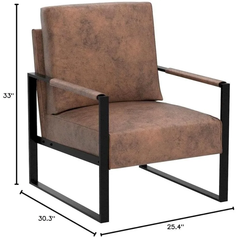 US Pride Furniture Hosam 25.4 PU/Microfiber Upholstery Metal Arms Chair