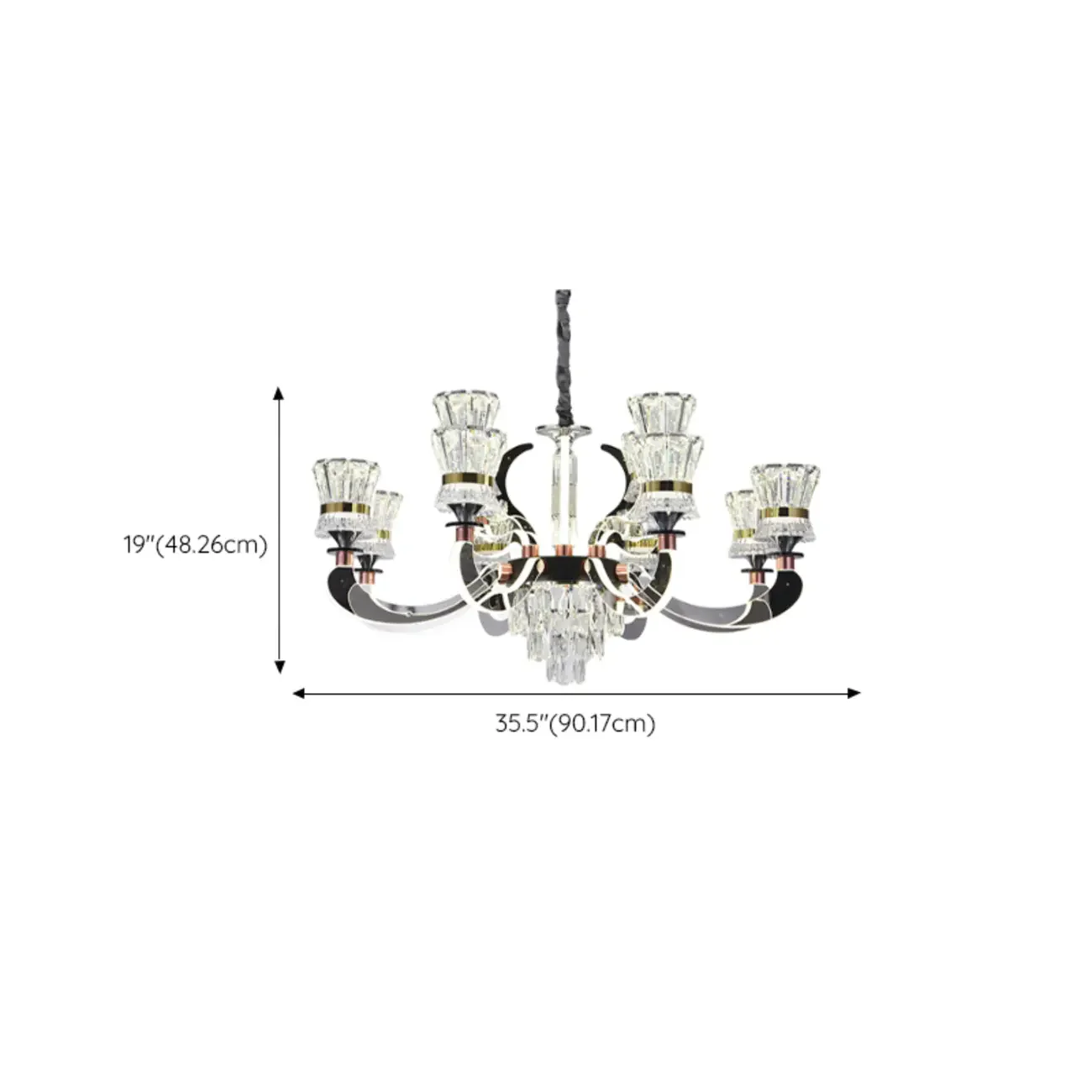Luxury Chrome Tier Crystal Chandelier Modern Dimmable LED