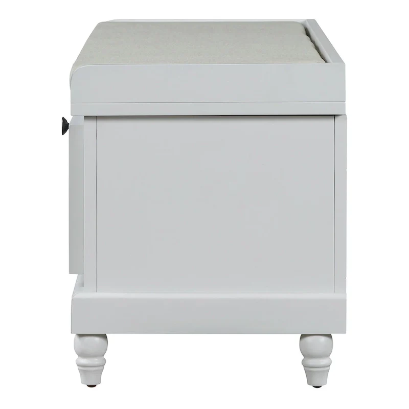 Classic Fluted Shoe Bench with Cushion & 3 Drawers