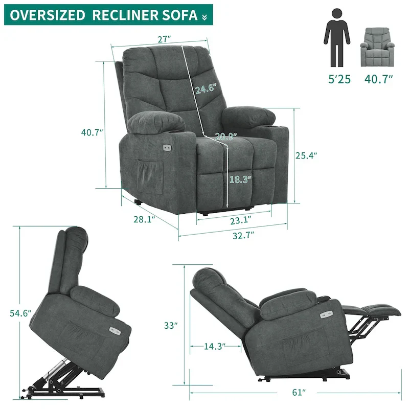 Modern Massage and Heating Recliner Sofa Chair