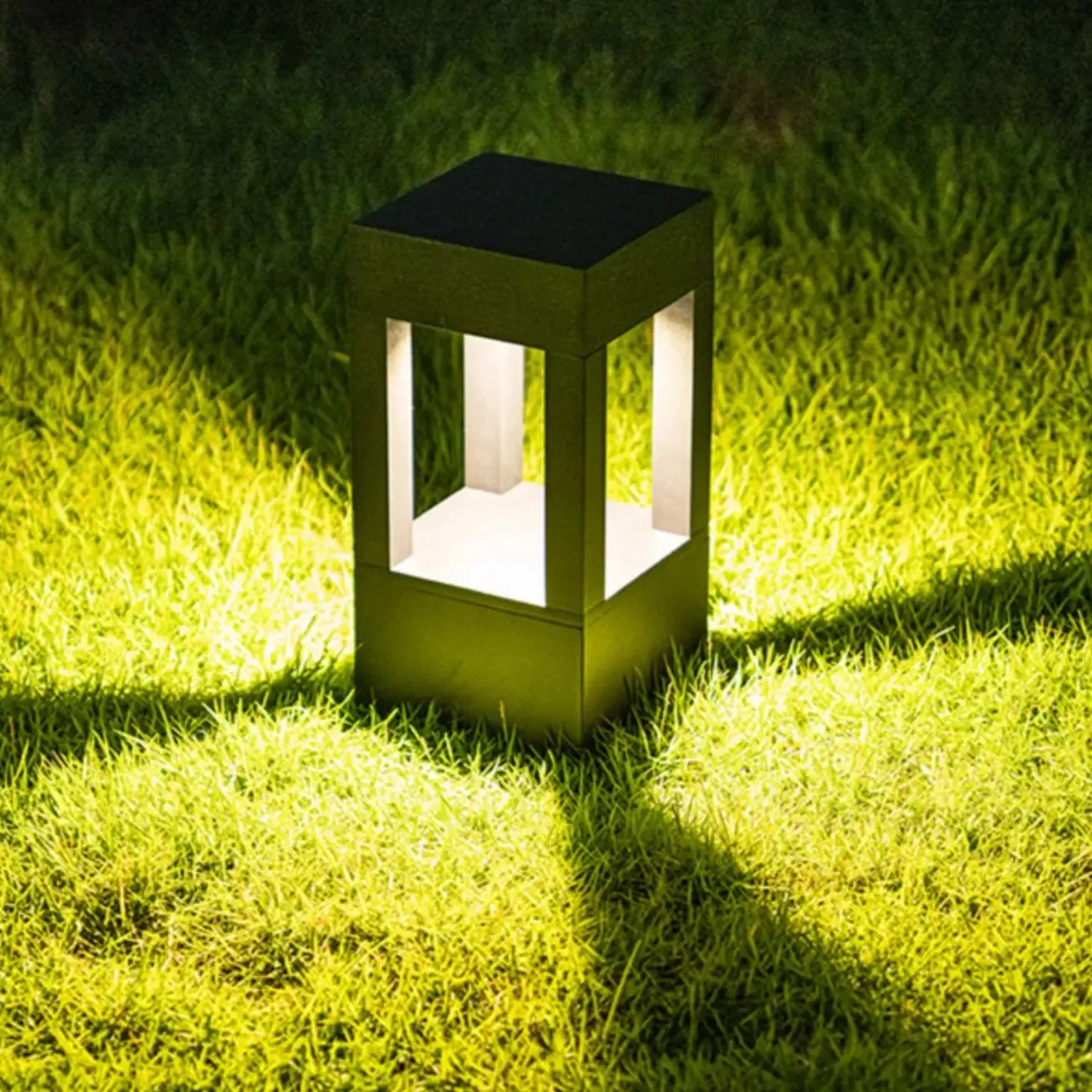 Metal Black Rectangle Frame Patio Post Cap Light