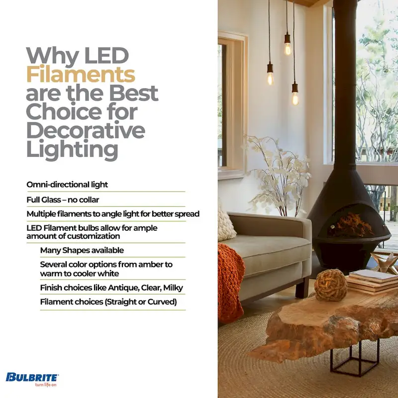 Bulbrite Pack of (2) 4 Watt Dimmable Antique Nostalgic Curved Filament LED Bulb