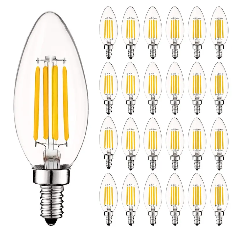 Luxrite Vintage Candelabra LED Bulb 60W Equivalent 550lm 4000K Cool White 5W Dimmable UL Listed E12 Base (24 Pack)